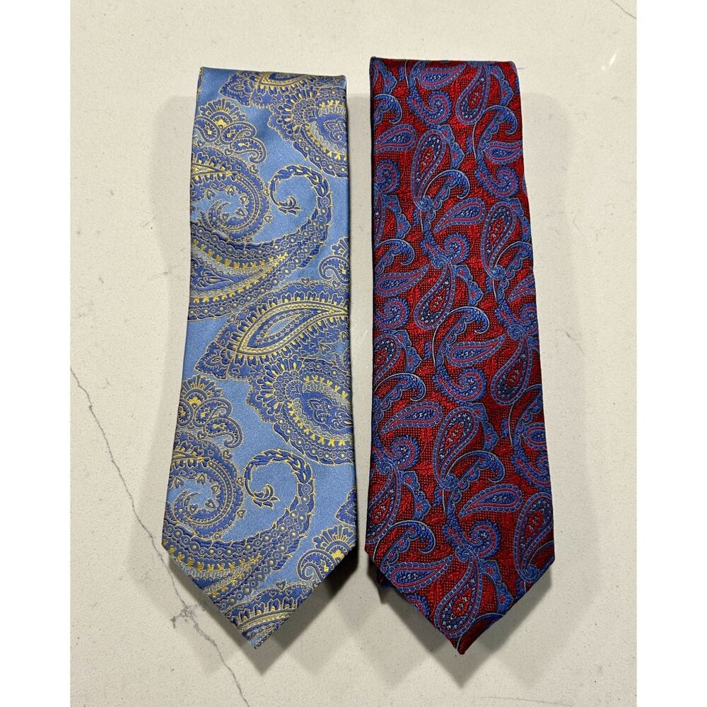 Set of 2 Paul Frederick Paisley 100% Silk Men's Neckties
